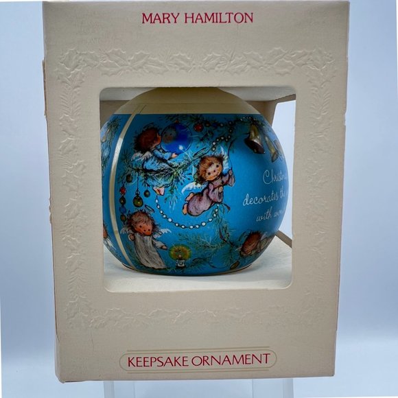 Hallmark Keepsake MARY HAMILTON Angels GLASS Ornament 1981 NEW IN BOX - Picture 2 of 11